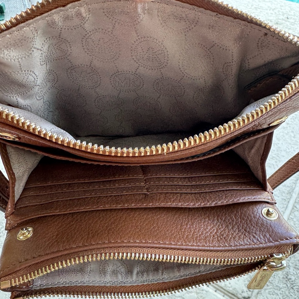 Michael Michael Kors Brown Leather Fulton Crossbody Bag - Picture 4 of 13